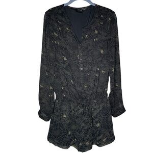 W118 Walter Baker romper black king sleeve floral pattern women’s size large